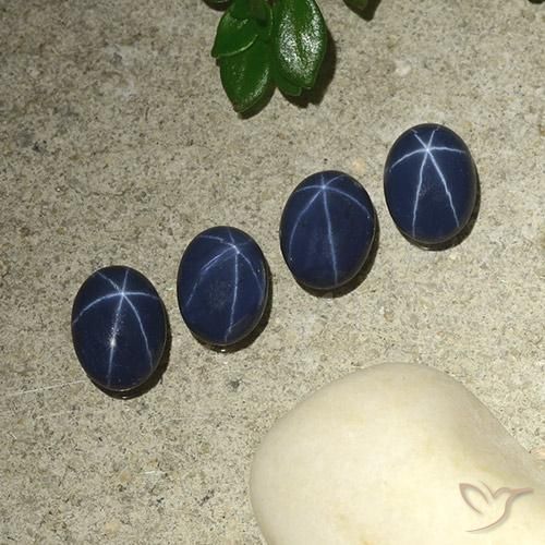 Pedras preciosas de Safira estrela Azul marinho profundo natural de 3.56 ct, oval, Opaco