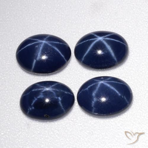 Pedras preciosas de safira estrela azul natural de 3,49 ct, corte oval, opaco