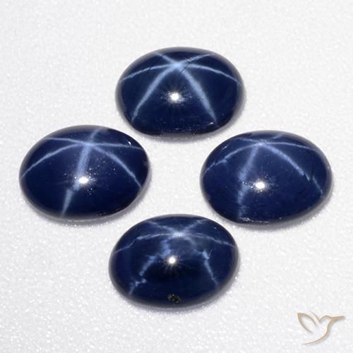 Pedras preciosas de safira estrela azul natural de 3,49 ct, corte oval, opaco