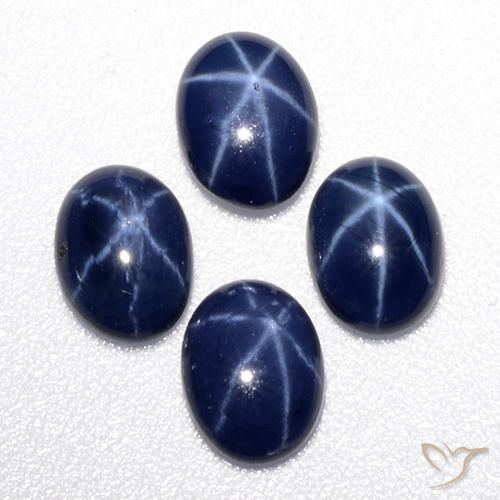 Pedras preciosas de safira estrela azul natural de 3,49 ct, corte oval, opaco