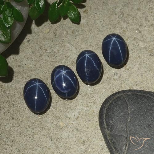 Pedras preciosas de Safira estrela Azul escuro natural de 3.81 ct, oval, Opaco