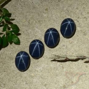 Pedras preciosas de Safira estrela Azul marinho profundo natural de 3.34 ct, oval, Opaco