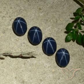 Pedras preciosas de Safira estrela Azul marinho profundo natural de 3.34 ct, oval, Opaco