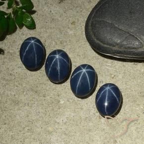 Pedras preciosas de Safira estrela Azul marinho profundo natural de 4.54 ct, oval, Opaco