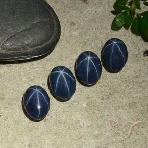 Pedras preciosas de Safira estrela Azul marinho profundo natural de 4.54 ct, oval, Opaco