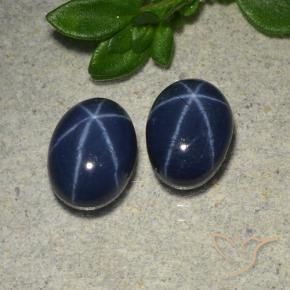 Pedras preciosas de Safira estrela Azul profundo natural de 3.04 ct, oval, Opaco