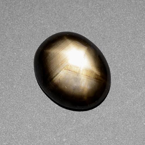 Safira estrela preto natural 2,39ct, corte oval, opaco