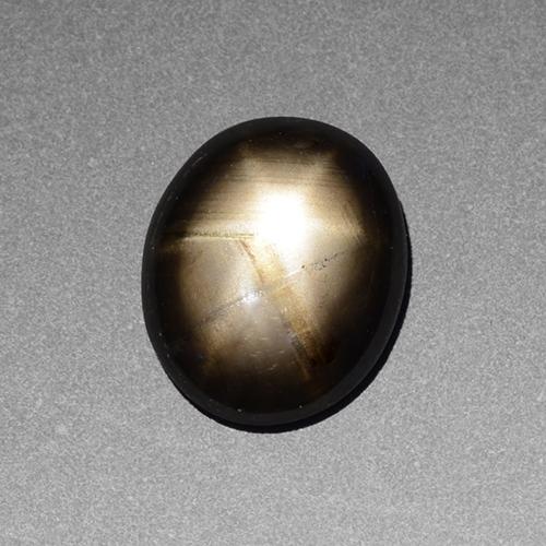 Safira estrela preto natural 2,39ct, corte oval, opaco