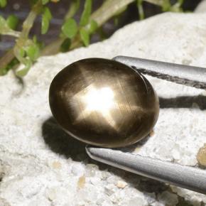 Safira estrela preto natural 2,78ct, corte oval, opaco