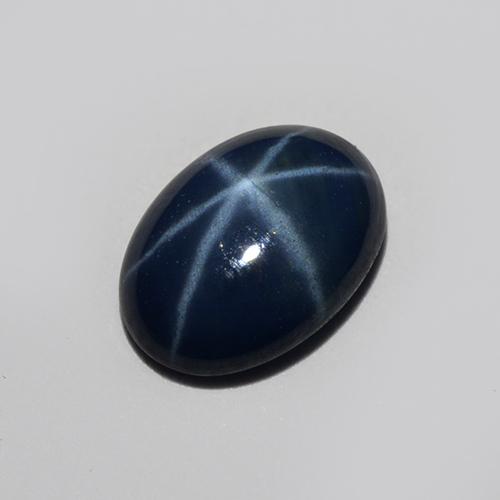 Safira estrela azul natural 0,85ct, corte oval, translúcido