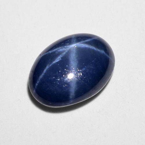 Safira estrela azul natural 1,28ct, corte oval, translúcido