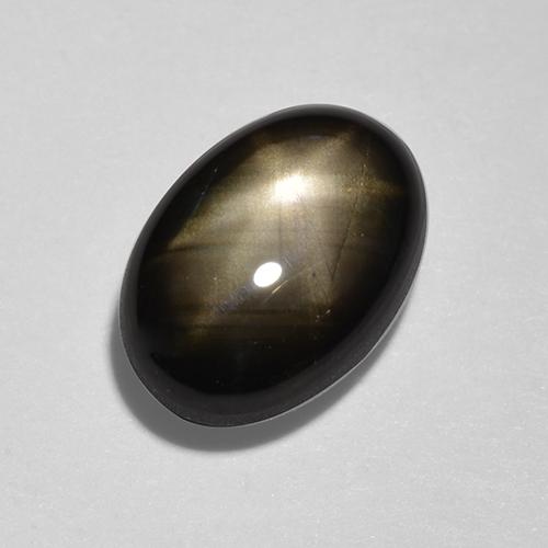 Safira estrela preto natural 1,80ct, corte oval, opaco