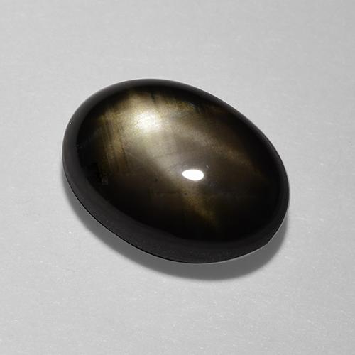 Safira estrela preto natural 1,80ct, corte oval, opaco