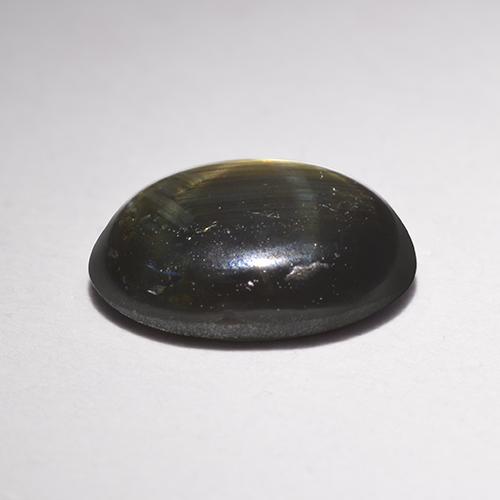 Safira estrela preto natural 1,47ct, corte oval, opaco