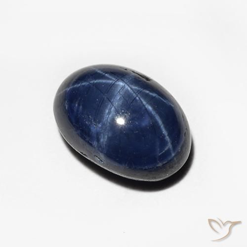 Safira estrela Azul da meia noite Natural 1.51ct, oval, Opaco