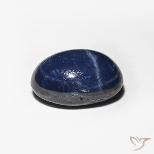 Safira estrela Azul da meia noite Natural 1.51ct, oval, Opaco