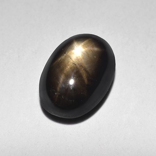 Safira estrela preto natural 1,87ct, corte oval, opaco