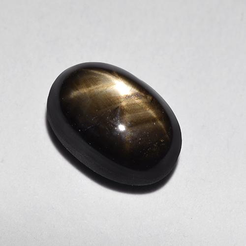 Safira estrela preto natural 1,87ct, corte oval, opaco