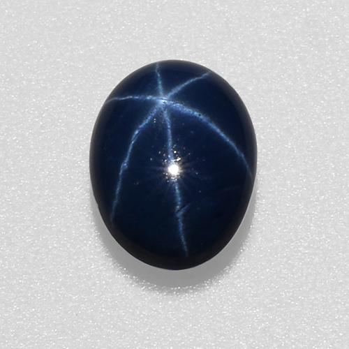 Safira estrela azul natural 1,07ct, corte oval, translúcido