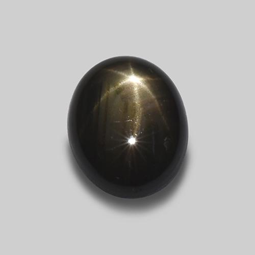 Safira estrela preto natural 1,62ct, corte oval, opaco