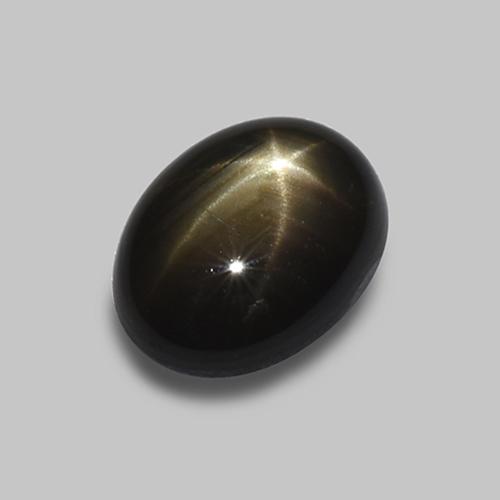 Safira estrela preto natural 1,62ct, corte oval, opaco
