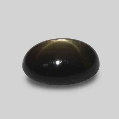 Safira estrela preto natural 1,62ct, corte oval, opaco