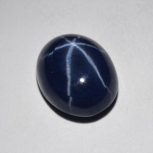 Safira estrela azul natural 4,76ct, corte oval, opaco