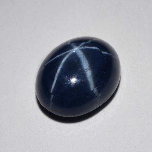 Safira estrela azul natural 4,76ct, corte oval, opaco