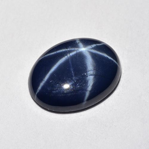 Safira estrela azul natural 2,57ct, corte oval, translúcido