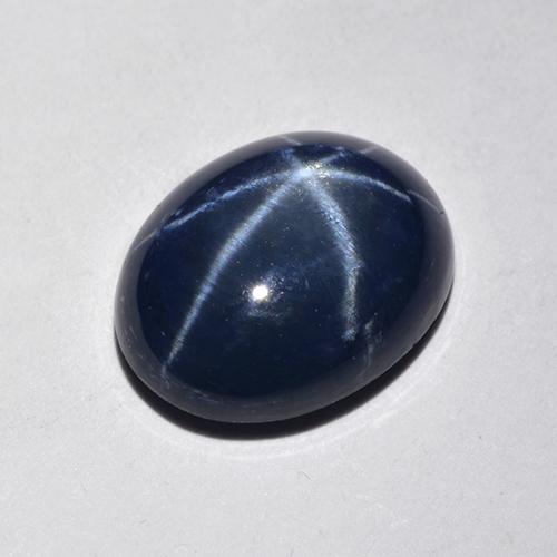 Safira estrela azul natural 3,89ct, corte oval, translúcido