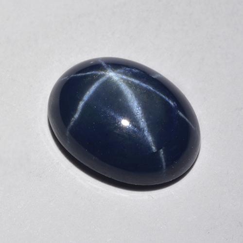 Safira estrela azul natural 3,89ct, corte oval, translúcido