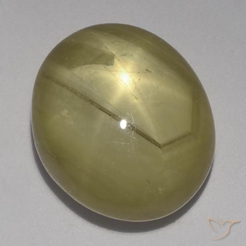 Safira estrela amarelo médio Natural 32.58ct, oval, Opaco