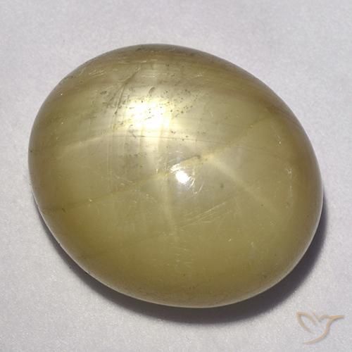 Safira estrela amarelo médio Natural 35.27ct, oval, Opaco