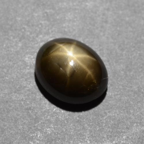 Safira estrela preto natural 0,95ct, corte oval, opaco
