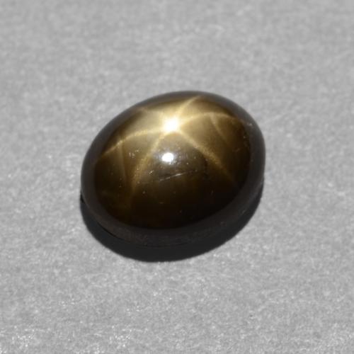 Safira estrela preto natural 0,95ct, corte oval, opaco