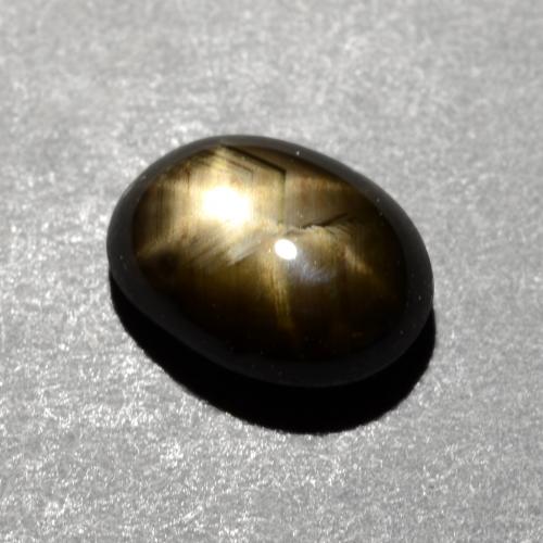 Safira estrela preto natural 1,16ct, corte oval, opaco