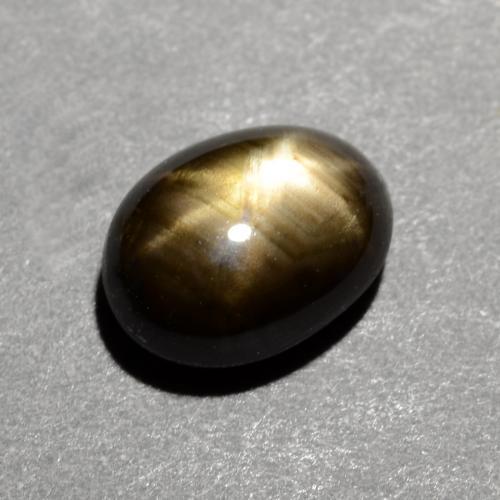 Safira estrela preto natural 1,16ct, corte oval, opaco