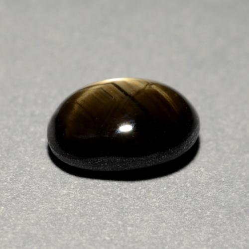 Safira estrela preto natural 1,16ct, corte oval, opaco