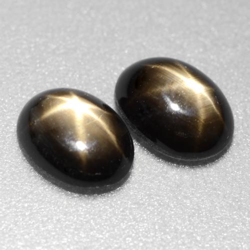 Pedras preciosas de safira estrela preto natural de 1,81 ct, corte oval, opaco