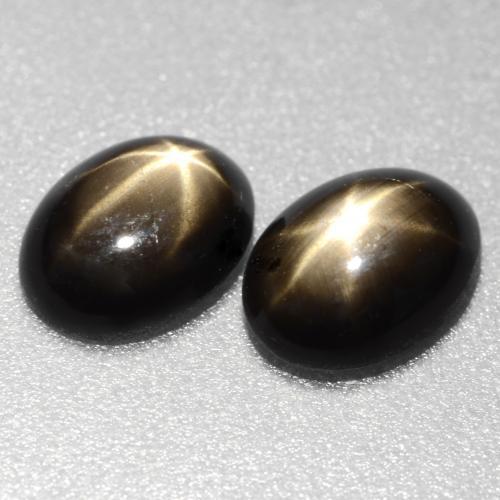 Pedras preciosas de safira estrela preto natural de 1,81 ct, corte oval, opaco
