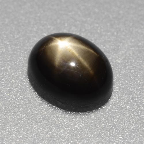 Safira estrela preto natural 1,49ct, corte oval, opaco