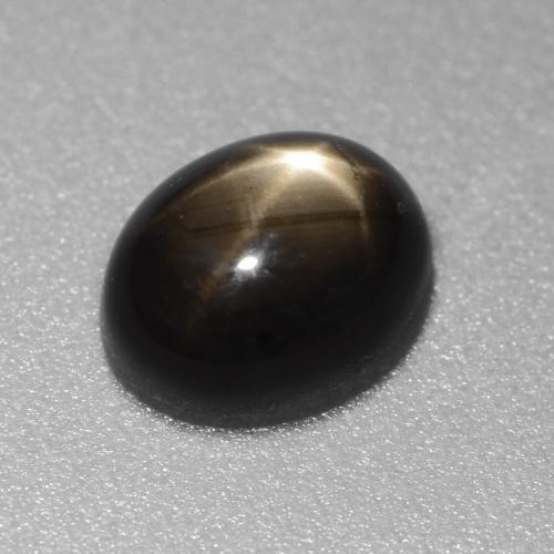 Safira estrela preto natural 1,49ct, corte oval, opaco