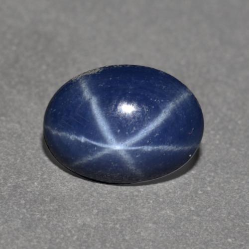 Safira estrela azul natural 0,75ct, corte oval, opaco