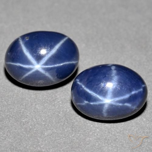 Pedras preciosas de safira estrela azul natural de 2,93 ct, corte oval, opaco