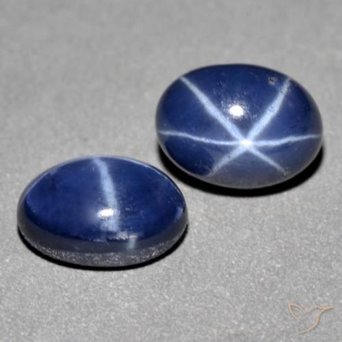 Pedras preciosas de safira estrela azul natural de 2,93 ct, corte oval, opaco