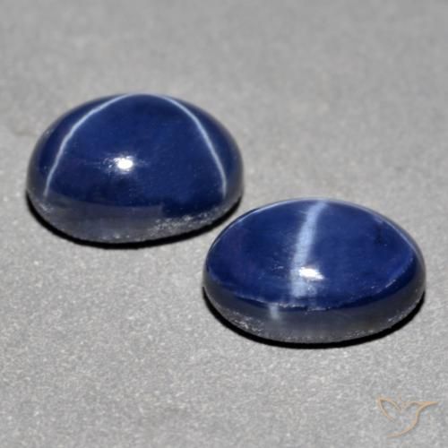 Pedras preciosas de safira estrela azul natural de 2,93 ct, corte oval, opaco