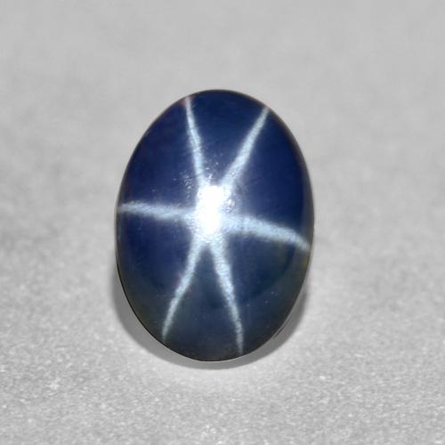 Safira estrela azul natural 1,26ct, corte oval, translúcido