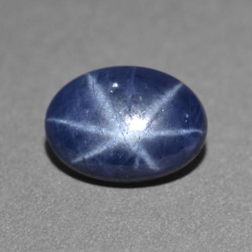 Safira estrela azul natural 1,30ct, corte oval, opaco