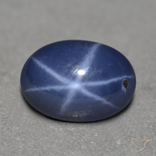 Safira estrela azul natural 1,25ct, corte oval, translúcido