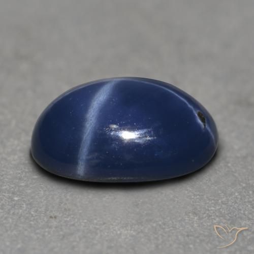 Safira estrela azul natural 1,25ct, corte oval, translúcido